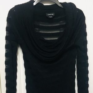 Bebe black sheer angora sweater size M fitted